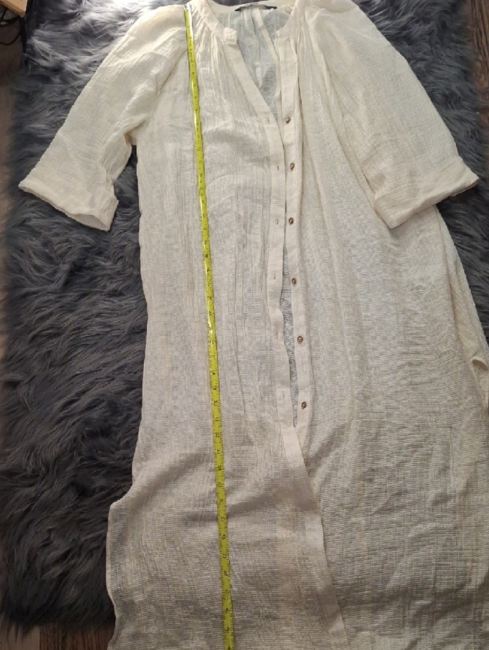 Zara Cream Sheer Button-Front Duster / Kimono - Picture 10 of 13